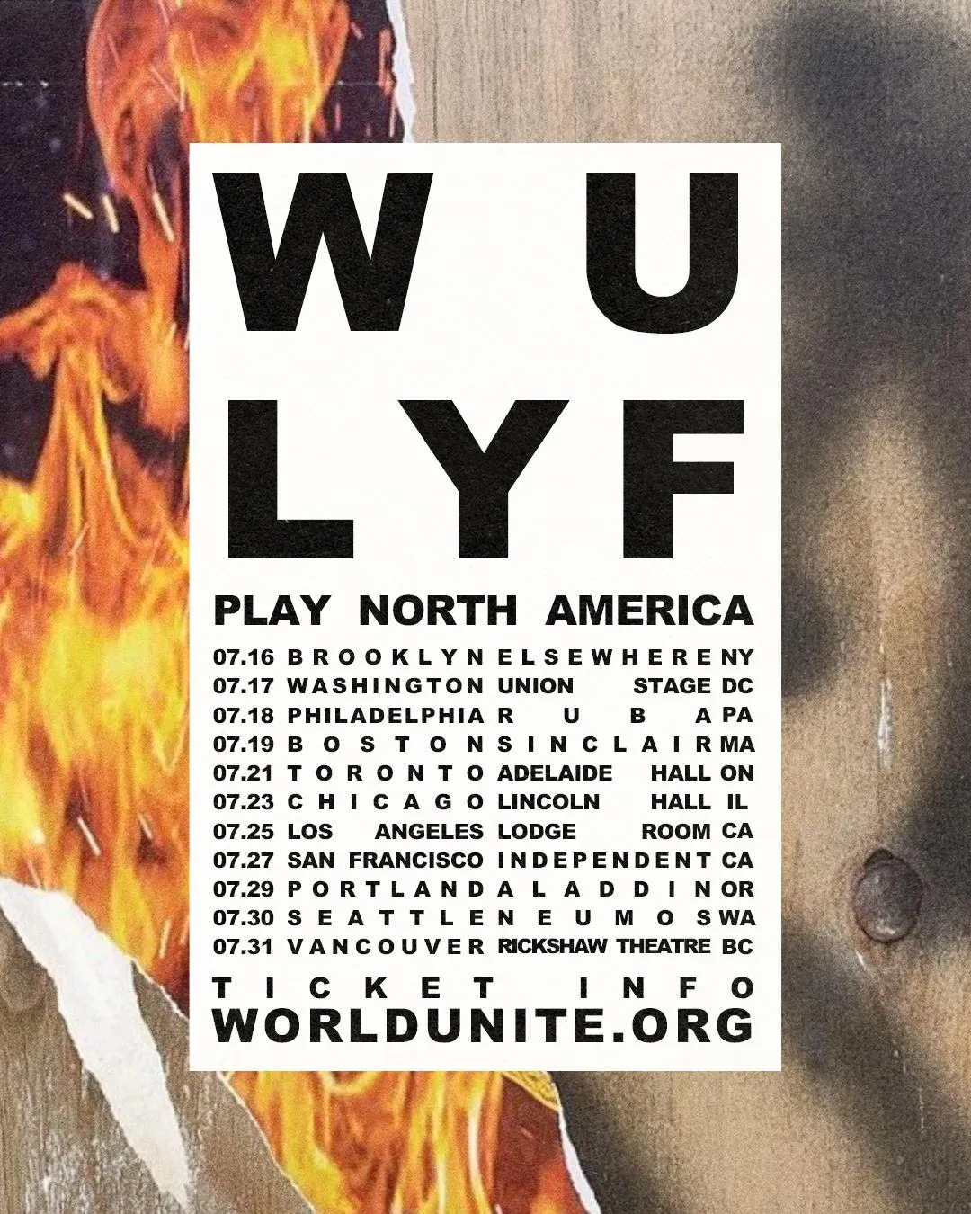 WU LYF 2026 concert poster